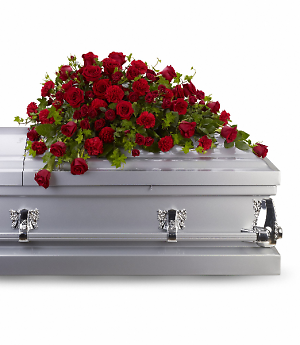 RED ROSE REVERENCE CASKET SPRAY  T225-3A