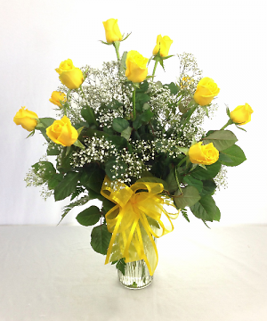 DOZEN YELLOW ROSES ARRANGED