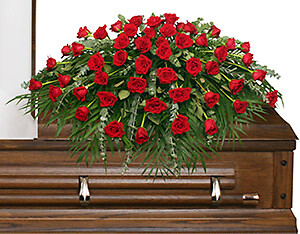 MAJESTIC RED ROSES CASKET SPRAY            FSN