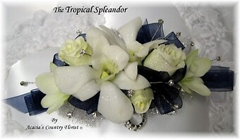 TROPICAL SPLEANDOR WITH RHINESTONES WRIST CORSAGE