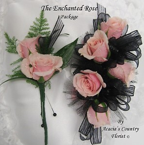 ENCHANTED ROSE PACKAGE WRIST CORSAGE AND BOUTONNIERE