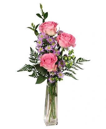 THREE&#039;S A CHARM PINK ROSE BUD VASE