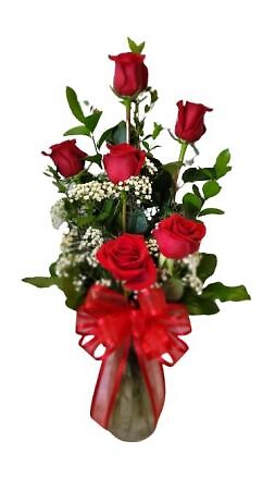 6 RED ROSES ARRANGED