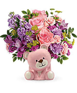 TELEFLORA&#039;S PINK BEAR BOUQUET         T602-6A