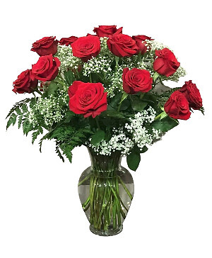 18 CLASSIC RED ROSES ARRANGED