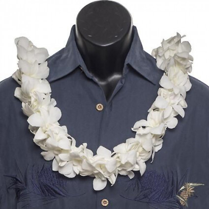 WHITE ORCHID LEI * DOUBLE STRUNG ** LOCAL PICK UP OR DELIVERY ON